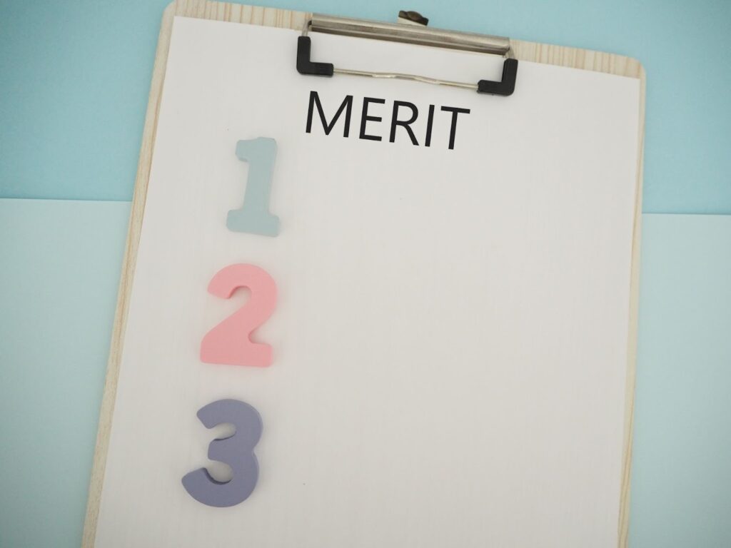 メリットを書くための紙