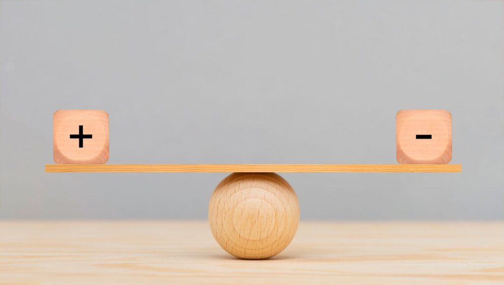 均等な重さのプラスとマイナスのブロック