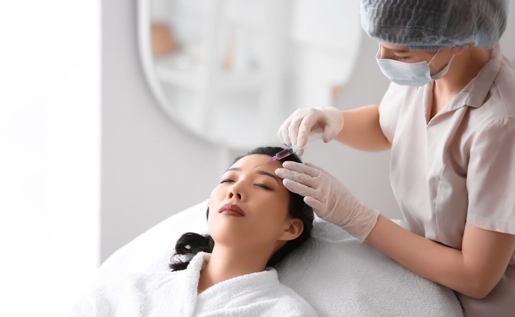 注射施術を受ける女性