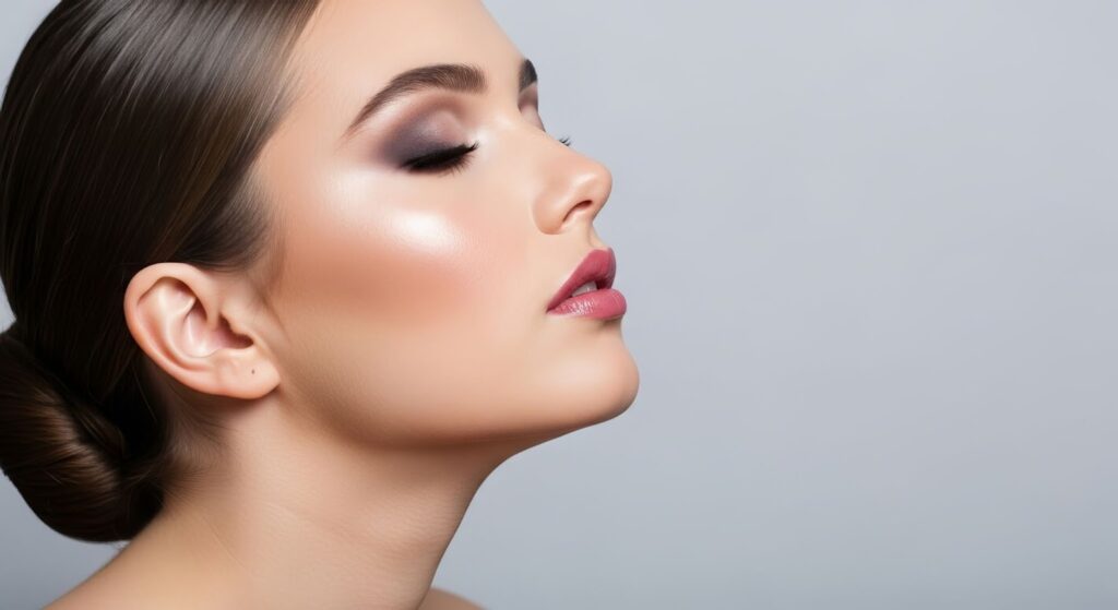 目を閉じた美しい女性