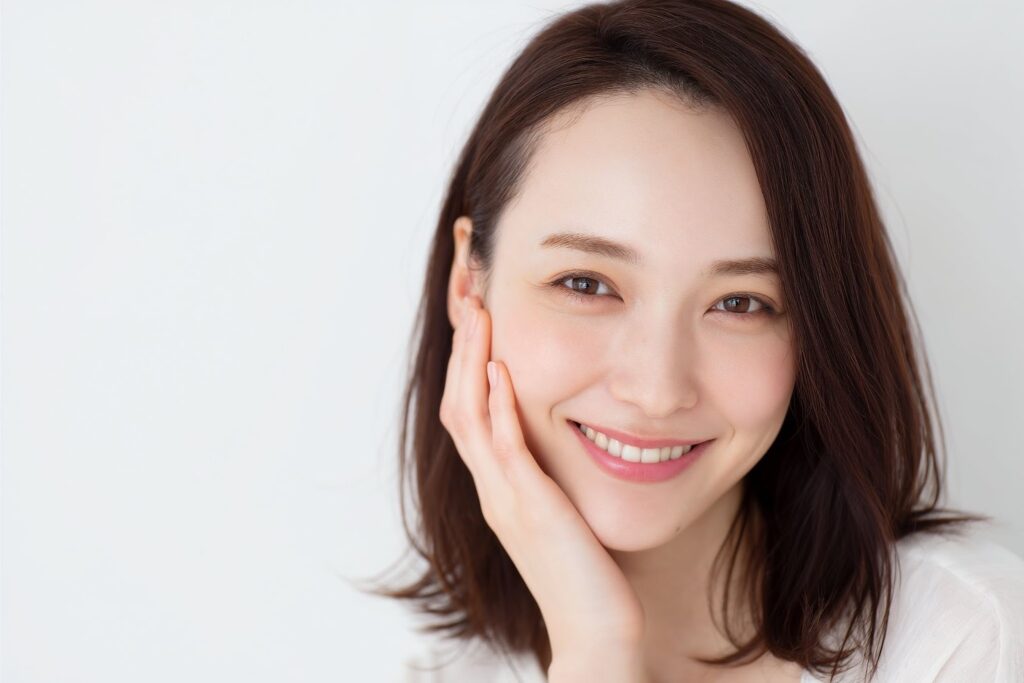 笑っている美肌の女性