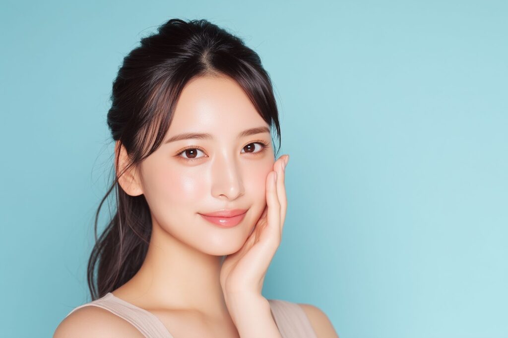 毛穴が目立たないなめらかな肌の女性