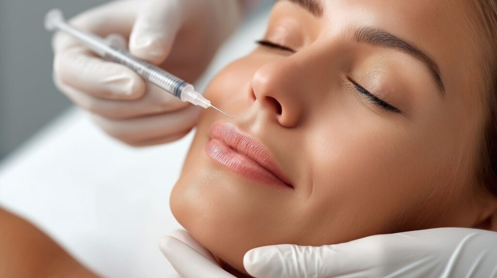 肌育注射の施術を受ける女性