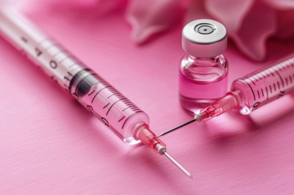 プルリアルをイメージした注射器とバイアル