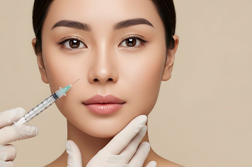 注射による注入治療を受ける女性