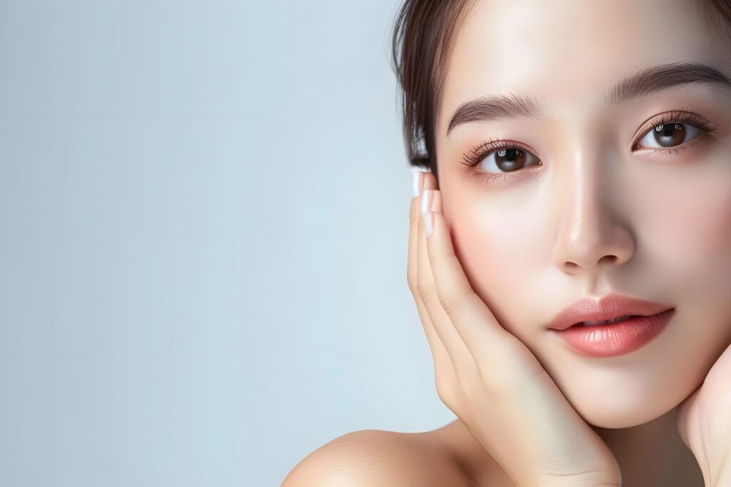 毛穴が目立たない美しい肌の女性